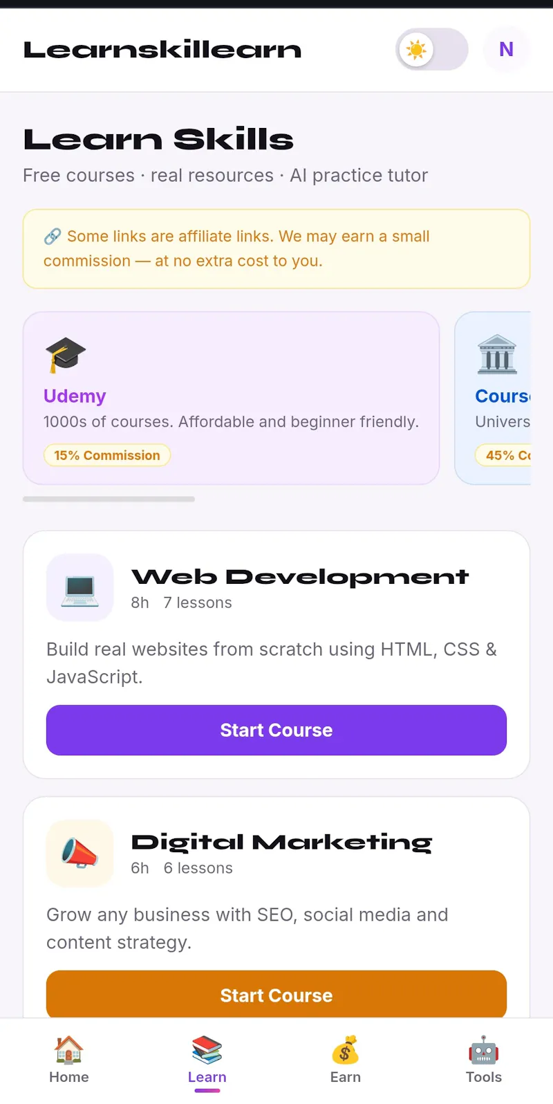 Learnskillearn screenshot 1