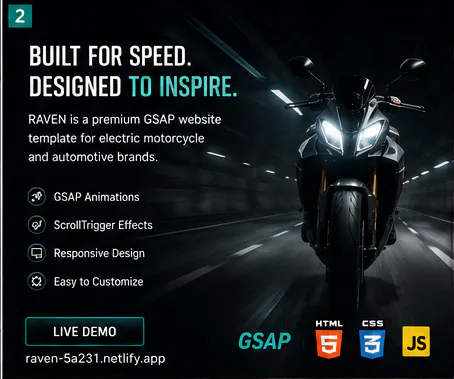 Cinematic Motorcycle Website Template gallery image