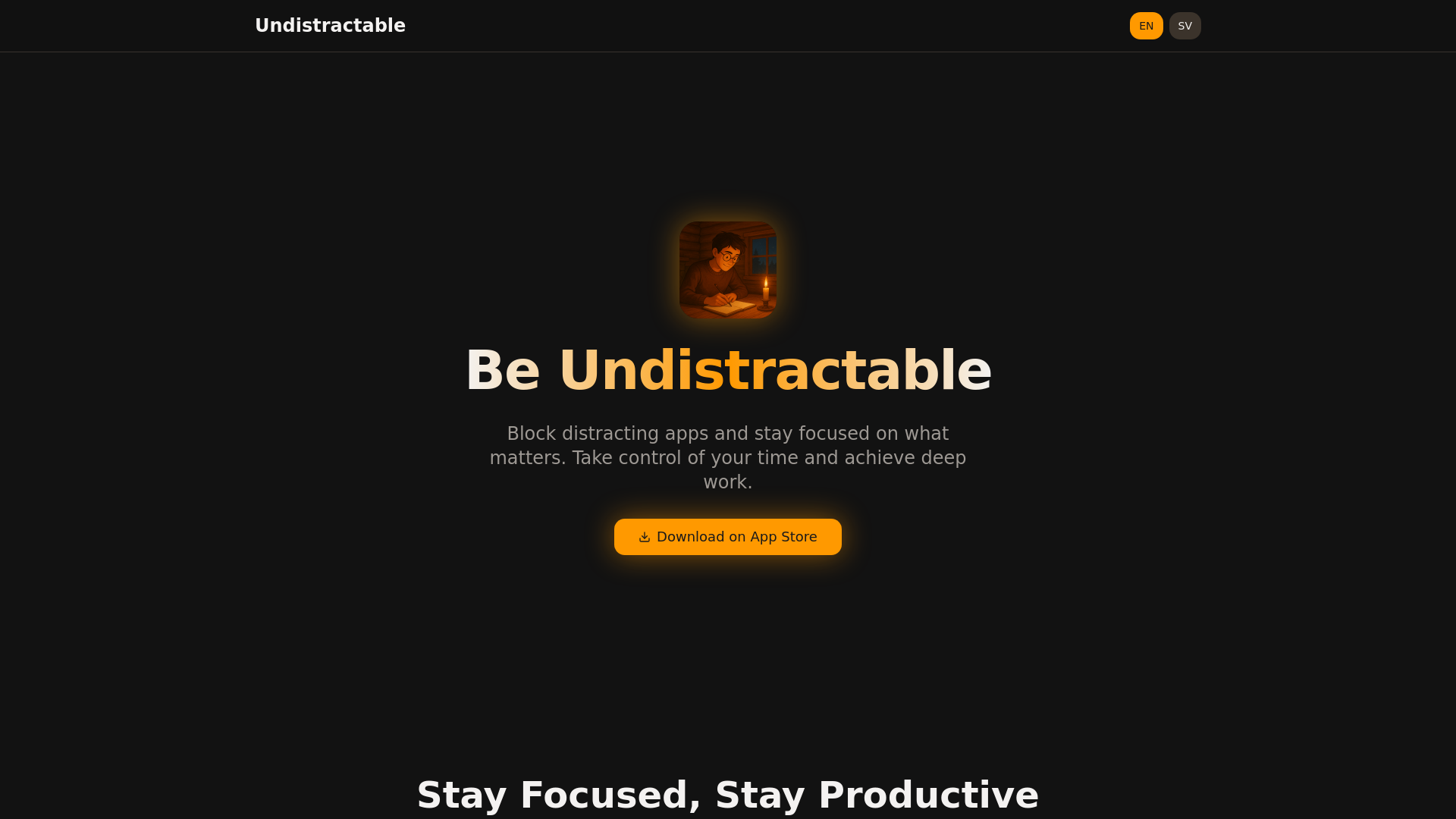 Undistractable - Main product screenshot demonstrating key features and user interface