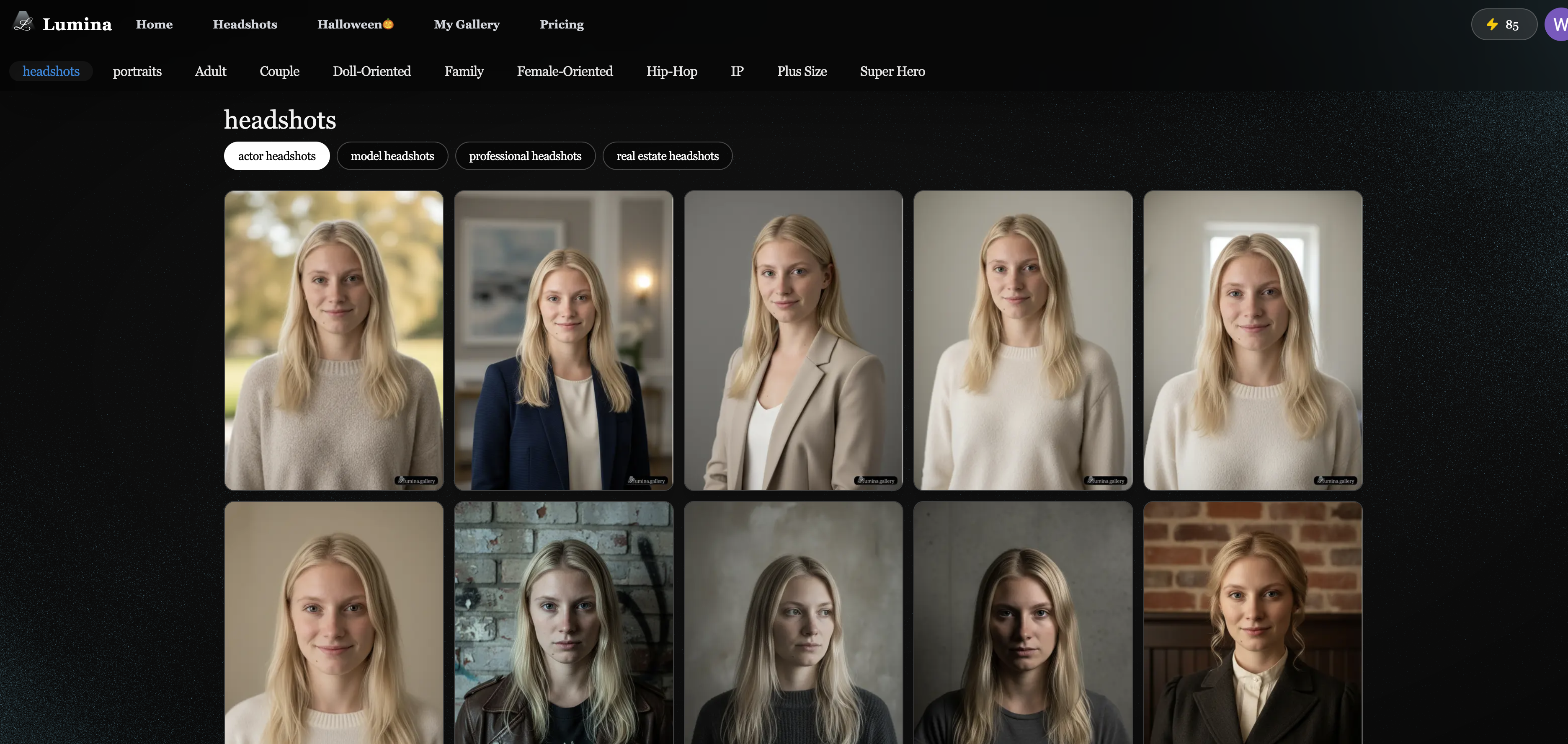 Lumina Gallery - Main screenshot showing features and interface