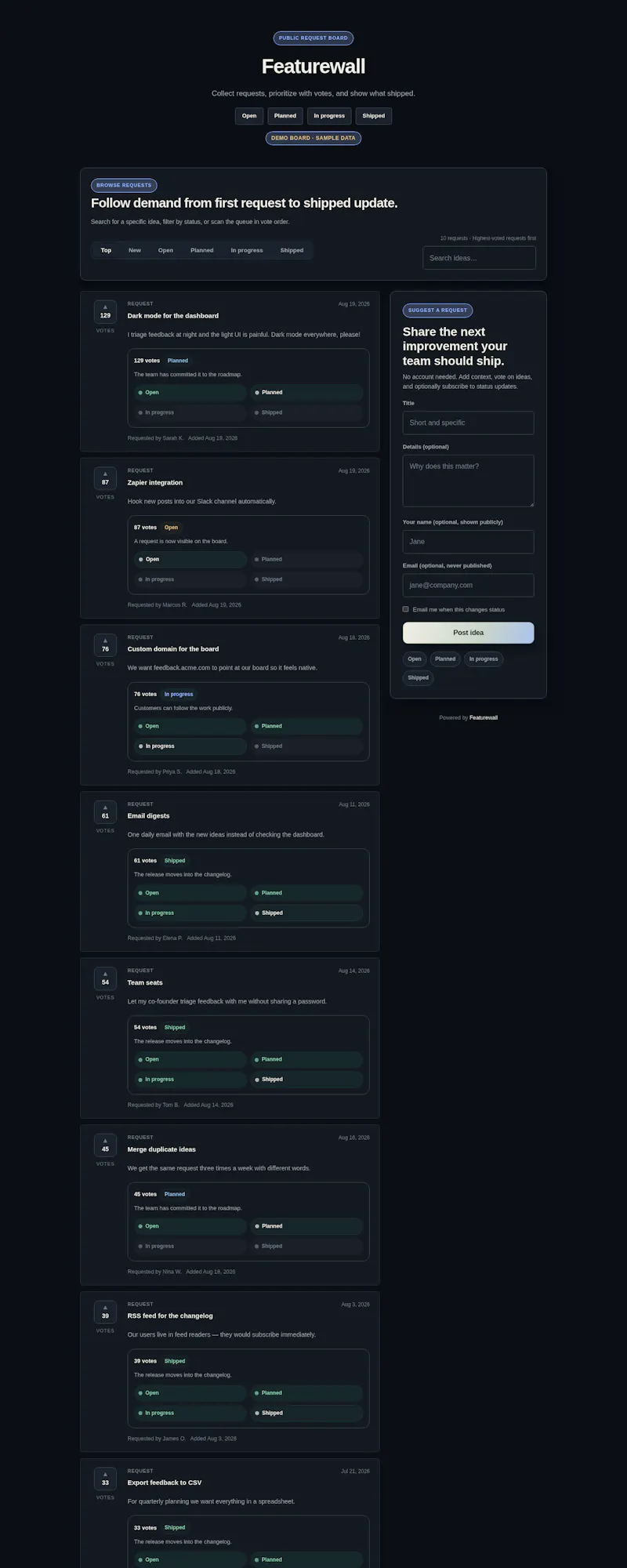 Featurewall screenshot 1