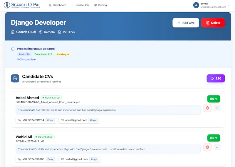 CV Shortlister screenshot 2