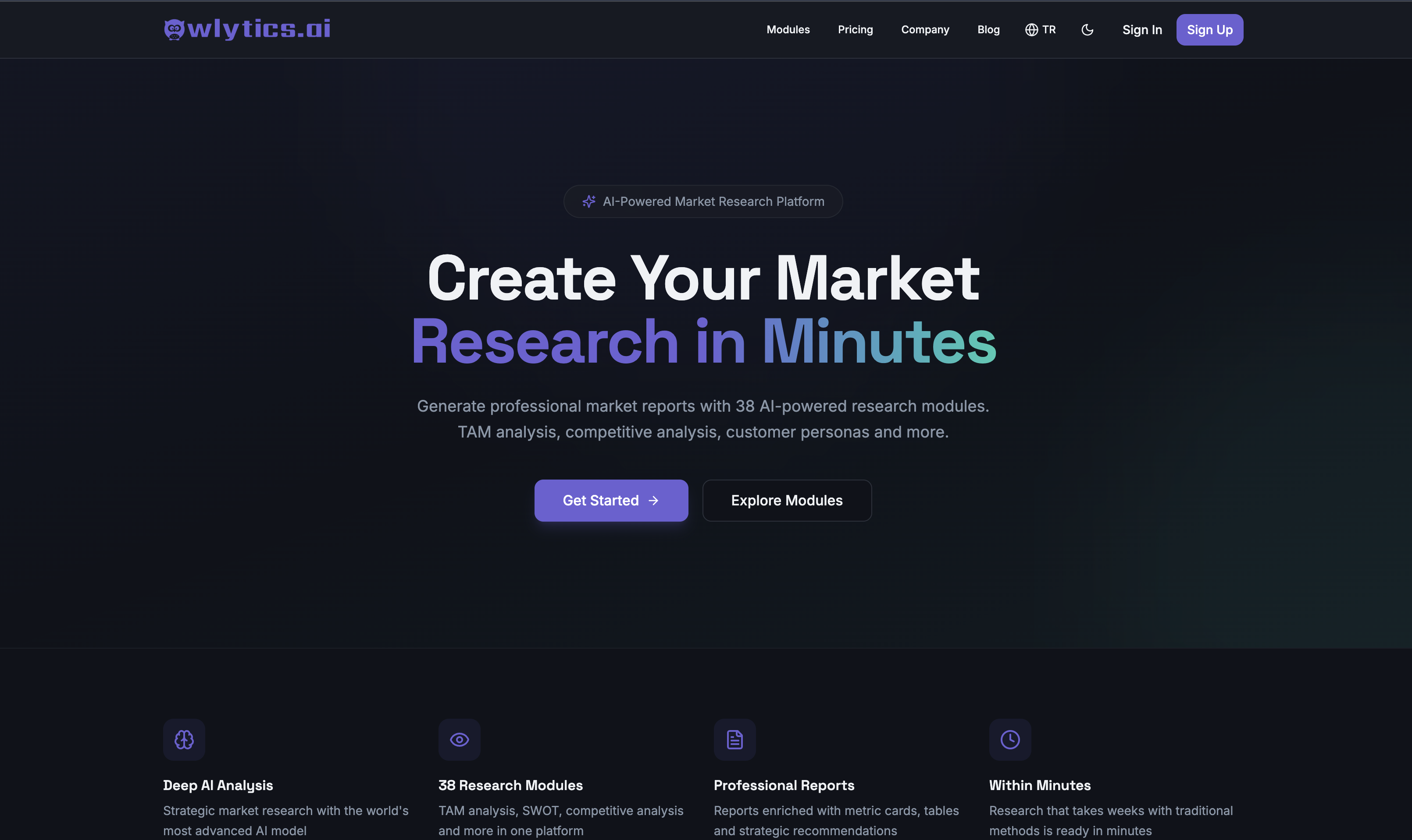 Owlytics.ai - Main product screenshot demonstrating key features and user interface