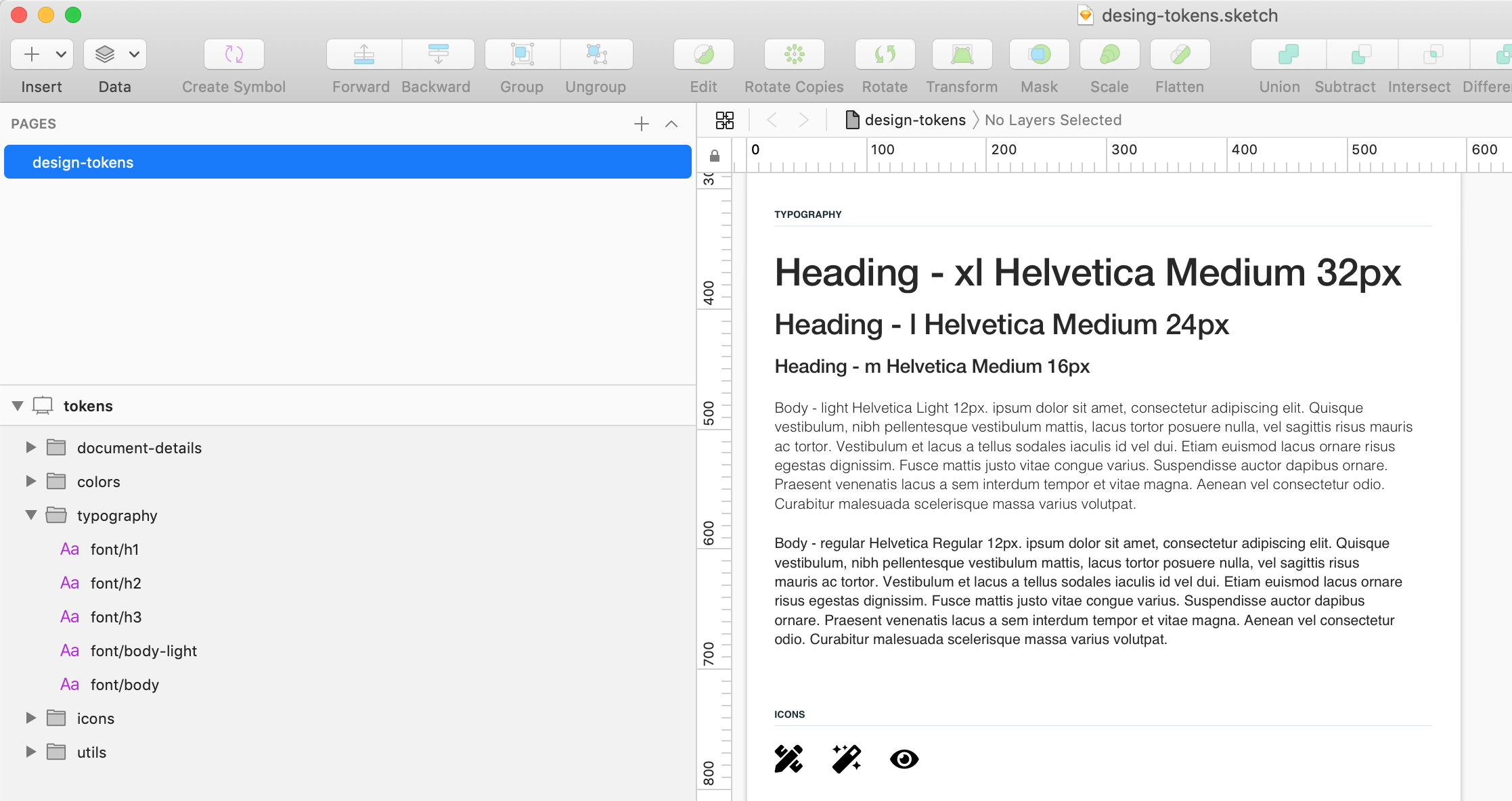 Design Tokens export from Sketch gallery image