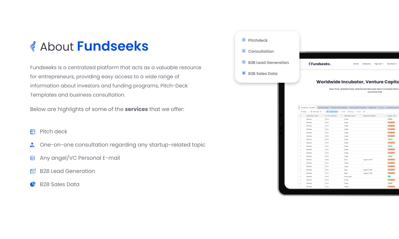 Fundseek - 스타트 업에 힘을 실어주고 기회가 나옵니다 미디어 2