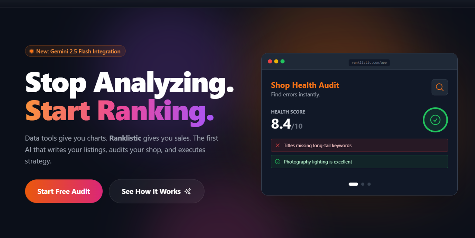 Ranklistic - Main product screenshot demonstrating key features and user interface