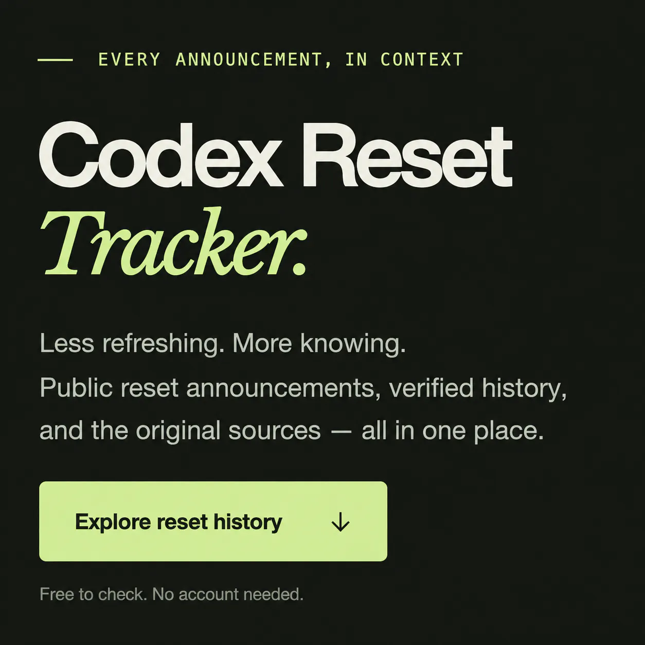 Codex Reset Tracker — Status & History logo