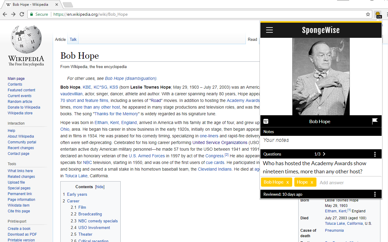 SpongeWise Chrome Extension gallery image