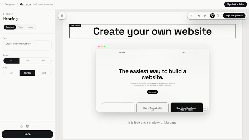 klarpage screenshot 2