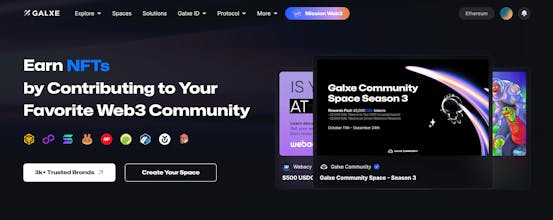 Logotipo da plataforma Galxe exibindo uma comunidade Web3 vibrante e próspera.