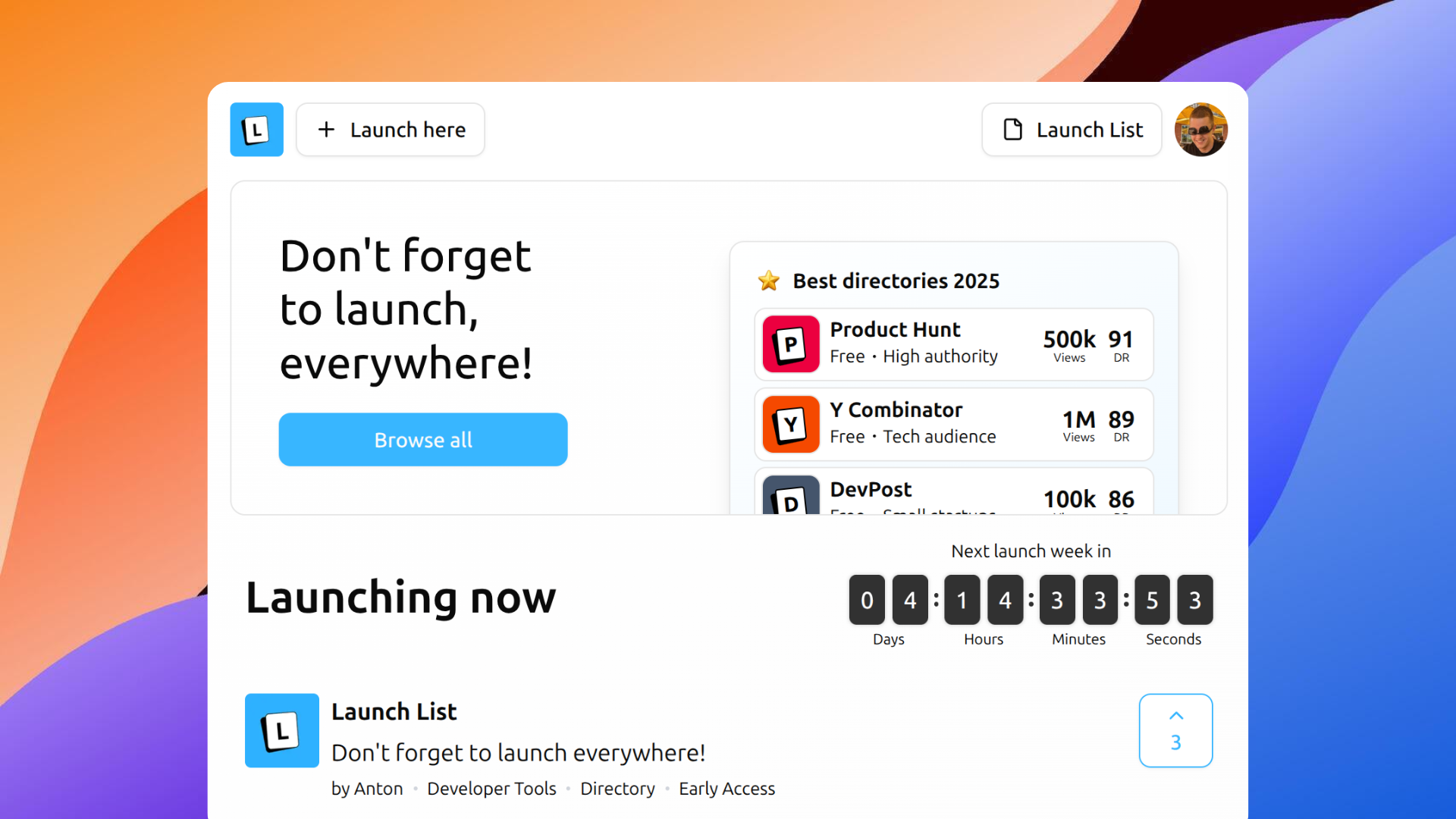 Launch list