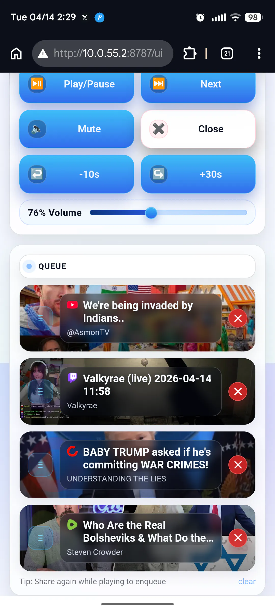 RelayTV - self hosted URL-to-TV playback gallery image