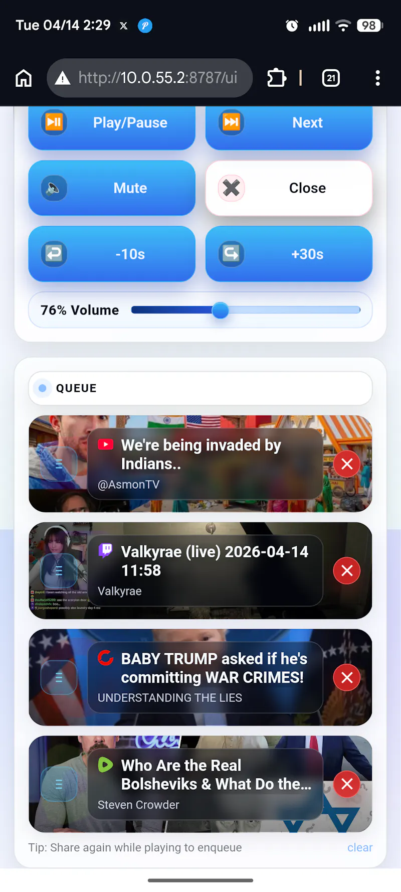 RelayTV - self hosted URL-to-TV playback screenshot 2