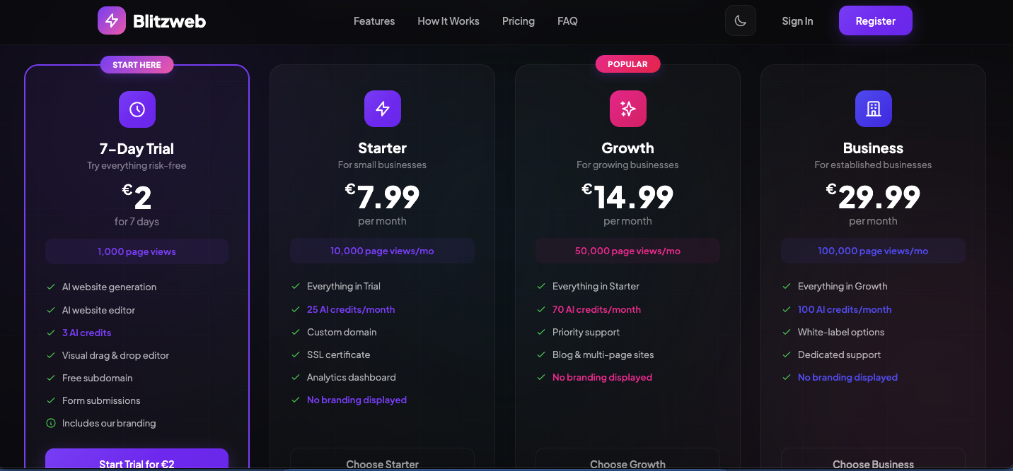 Blitzweb - Screenshot 3 showing product features and functionality