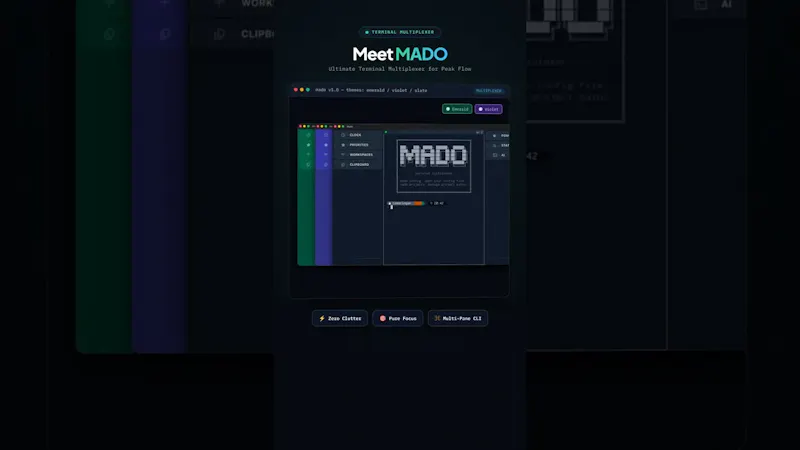 Mado — Rust Terminal Multiplexer screenshot 1 (video preview)