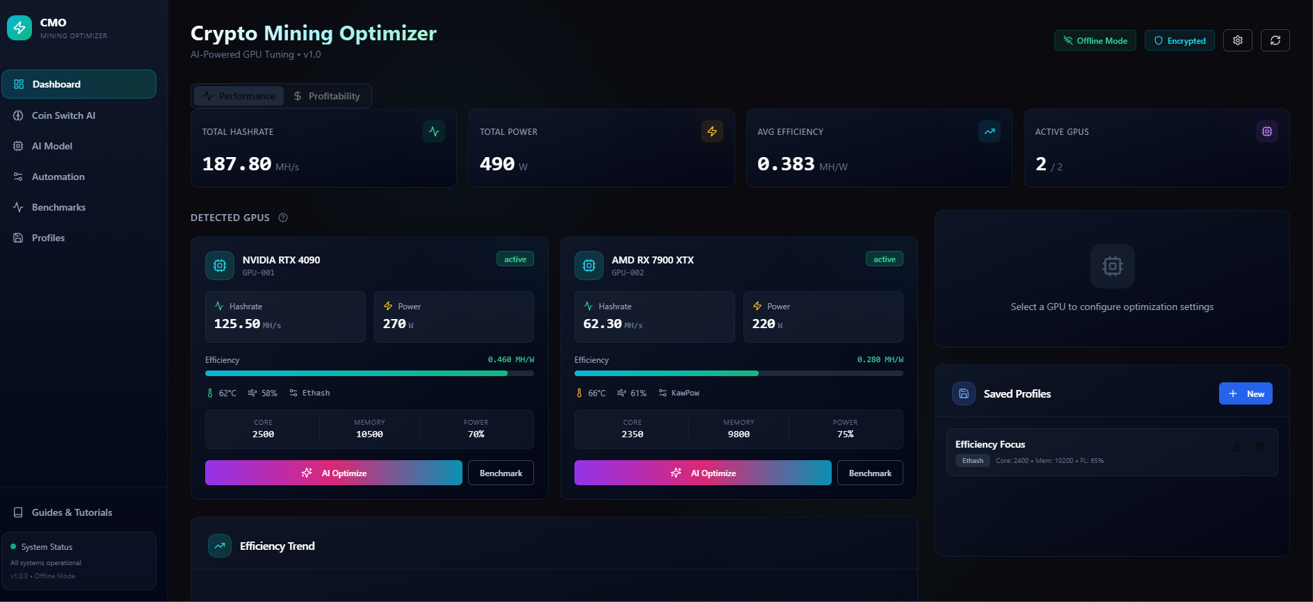 Crypto-Miner-Optimizer - Main product screenshot demonstrating key features and user interface