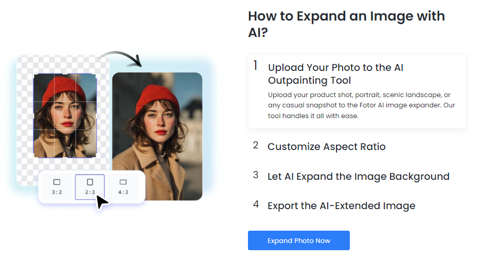 Fotor AI Image Extender - Screenshot 2 showing product features and functionality