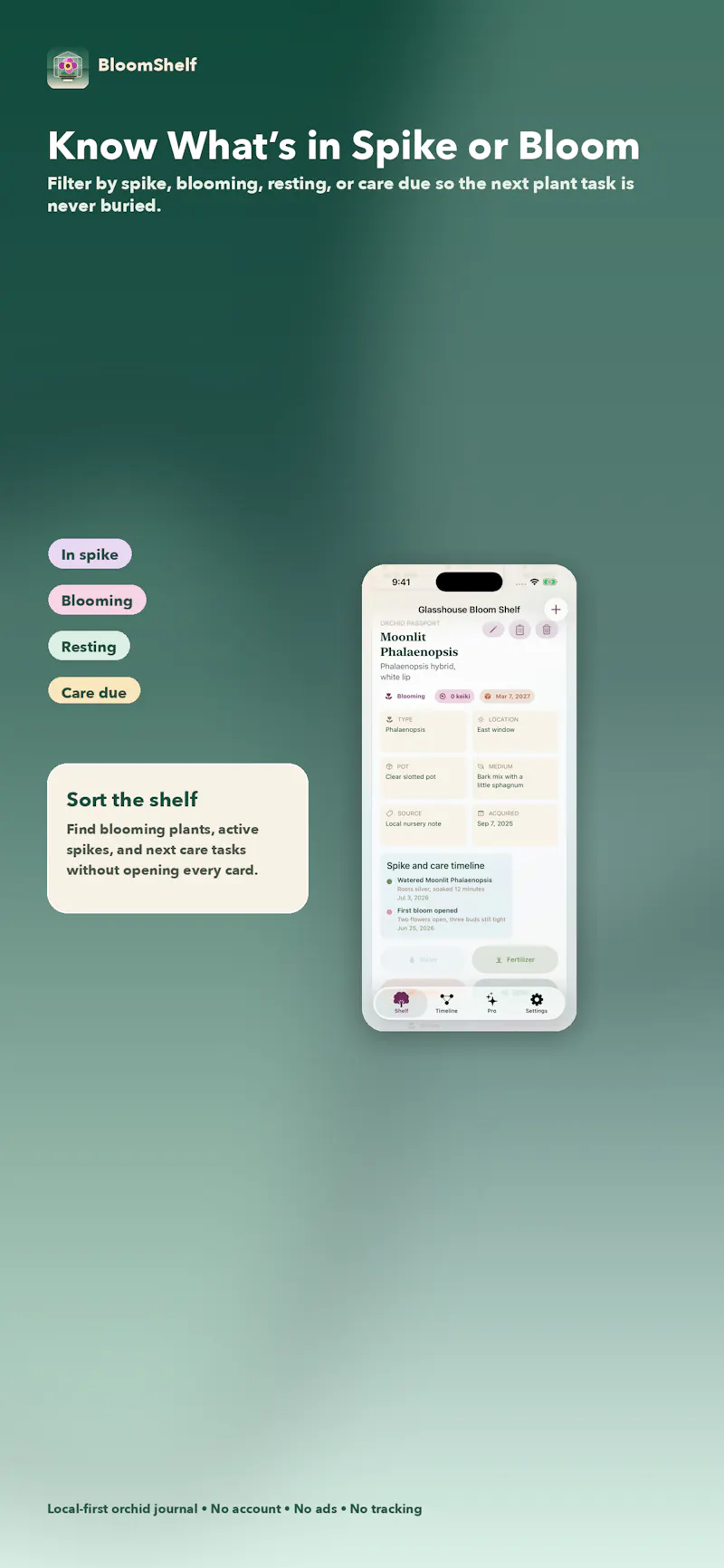BloomShelf: Orchid Journal screenshot 1