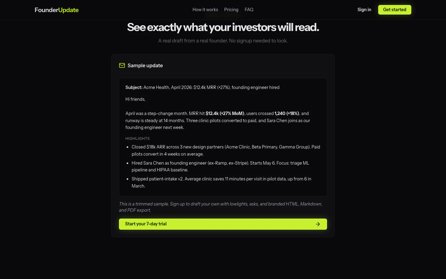 FounderUpdate screenshot 2