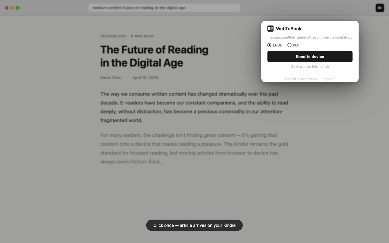 WebToBook - Send any article to Kindle gallery image