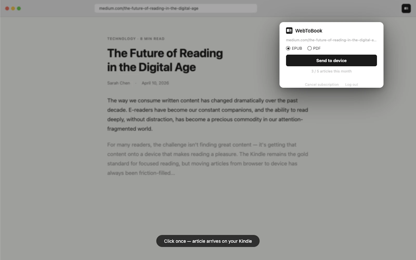 WebToBook - Send any article to Kindle screenshot 2