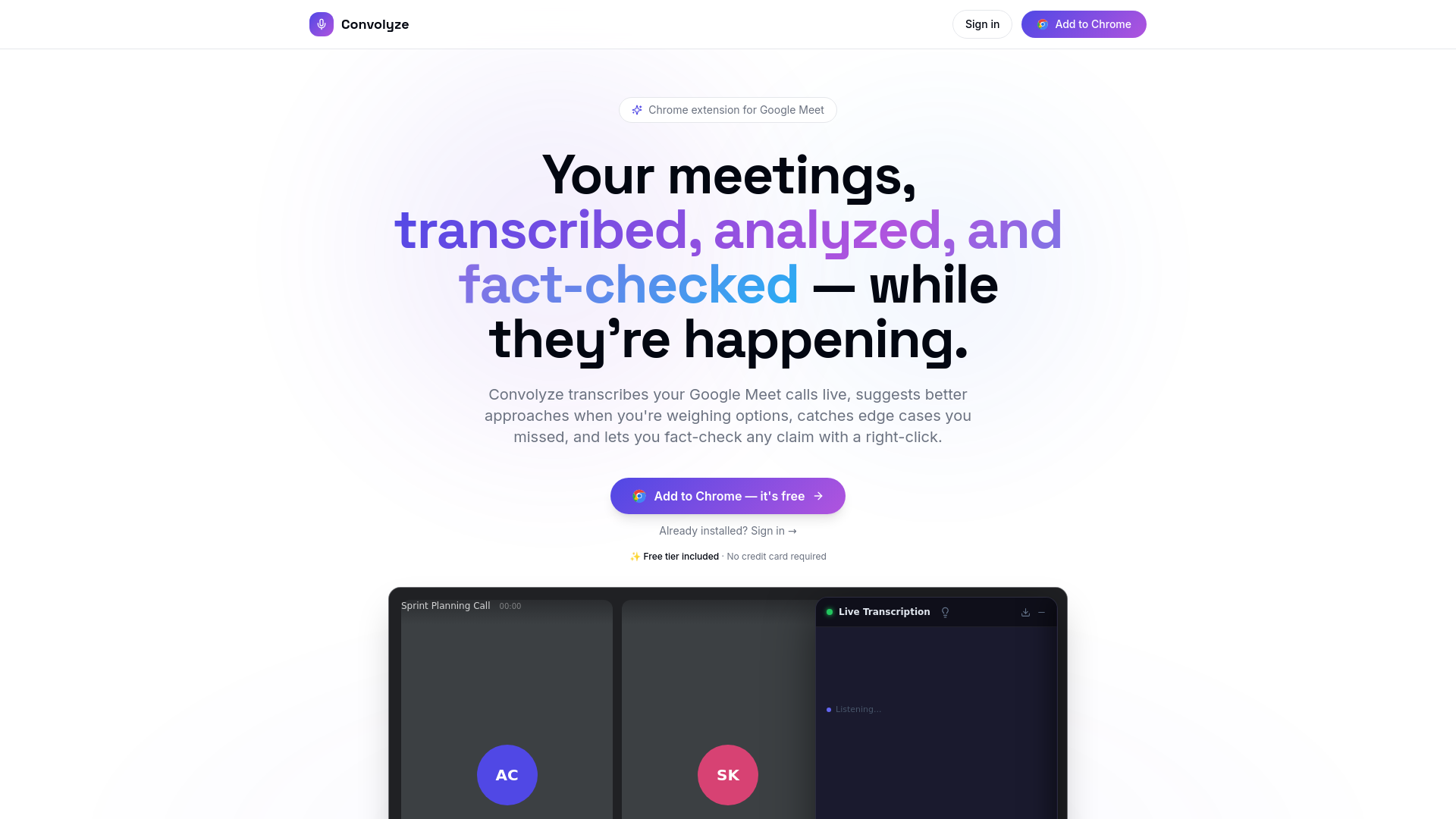 Convolyze - AI Meeting Notes & FactCheck gallery image