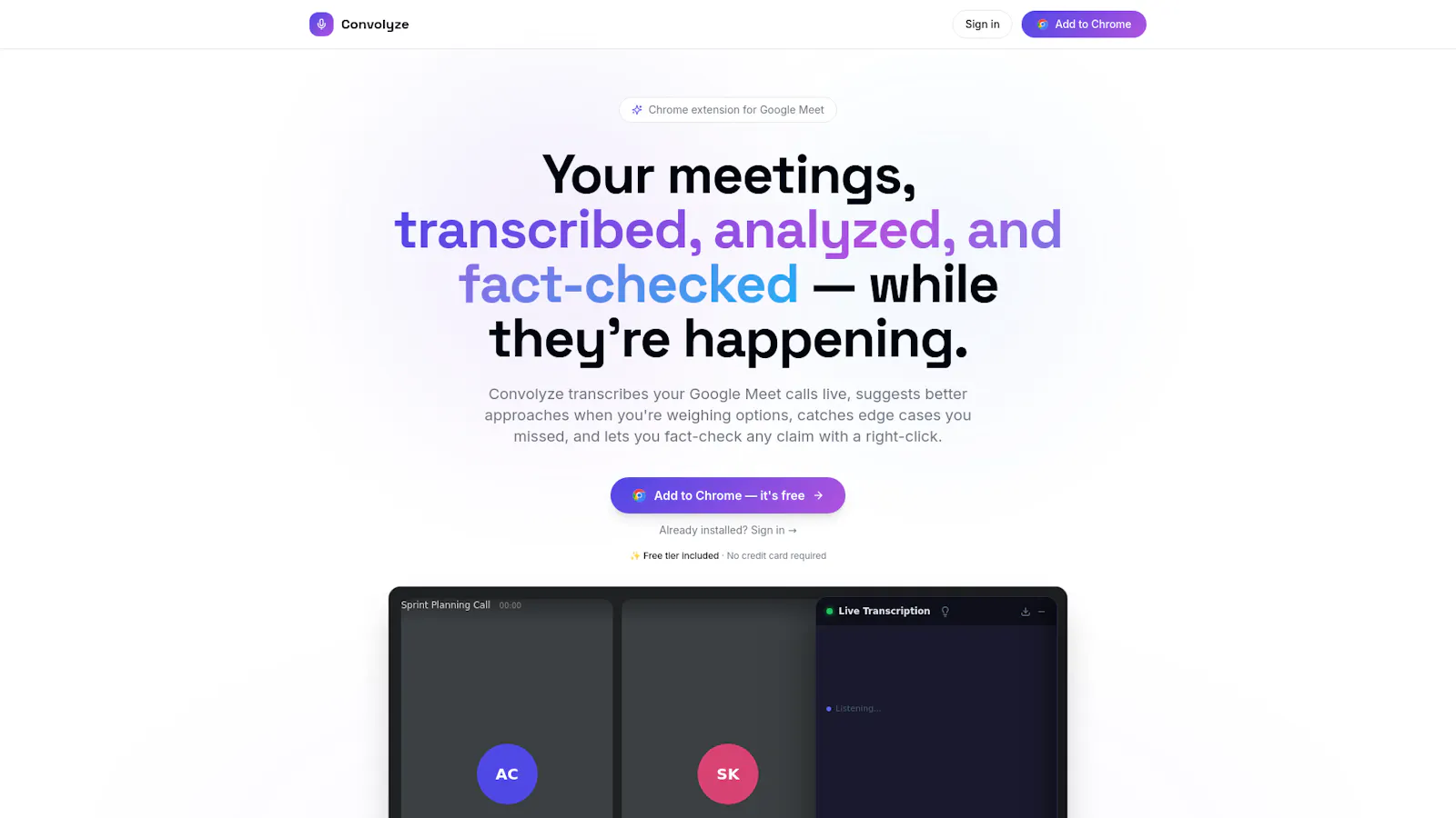 Convolyze - AI Meeting Notes & FactCheck screenshot 2