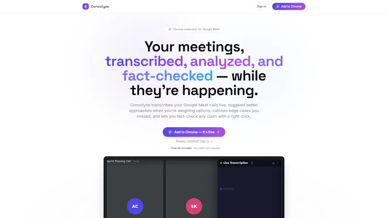 Convolyze - AI Meeting Notes & FactCheck screenshot 2