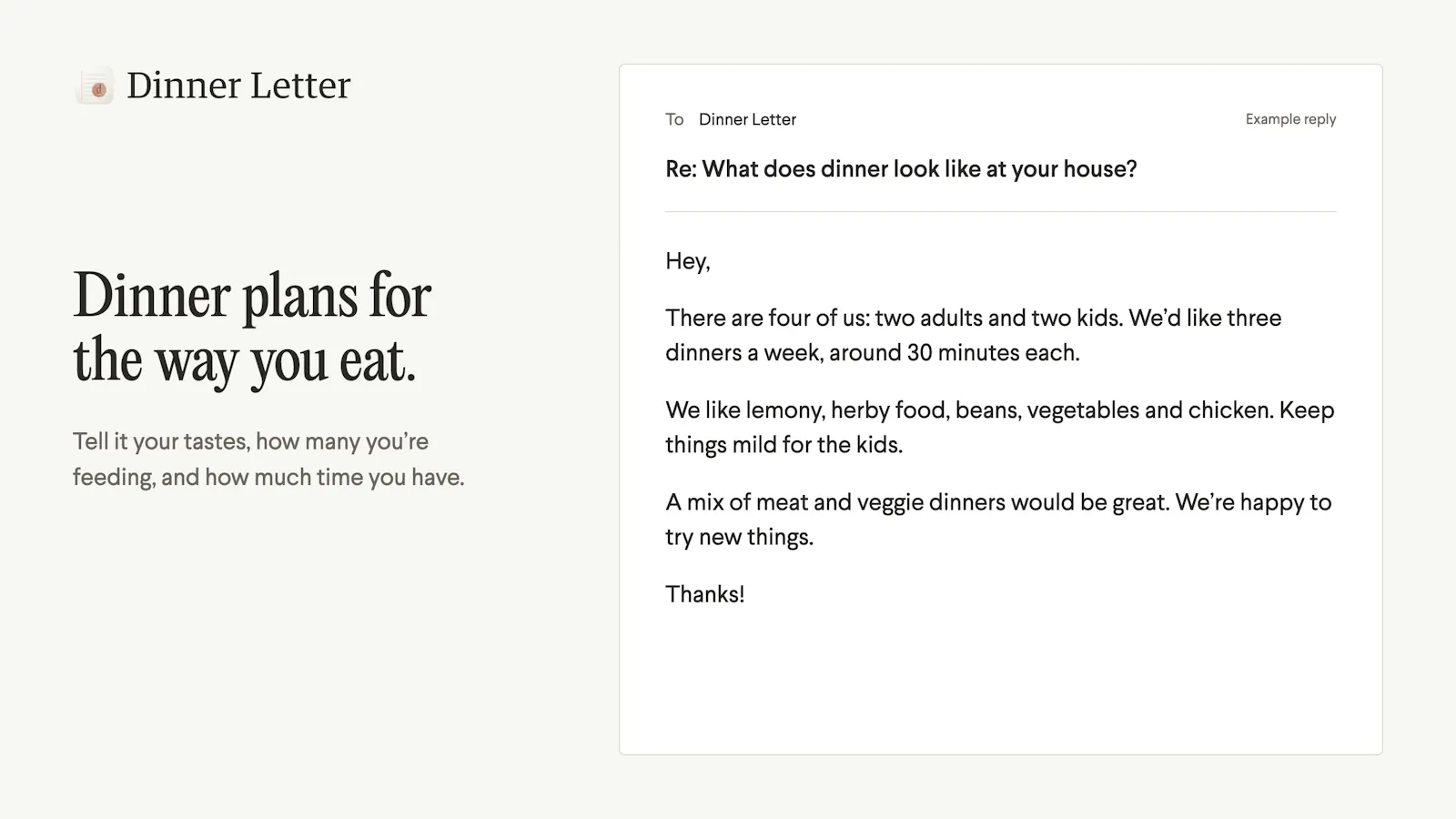 Dinner Letter screenshot 1