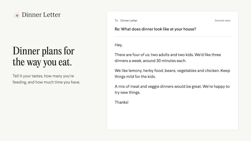 Dinner Letter screenshot 1