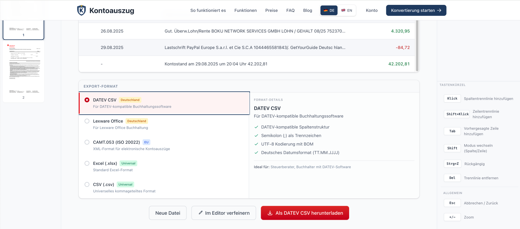 Kontoauszug - Screenshot 4 showing product features and functionality