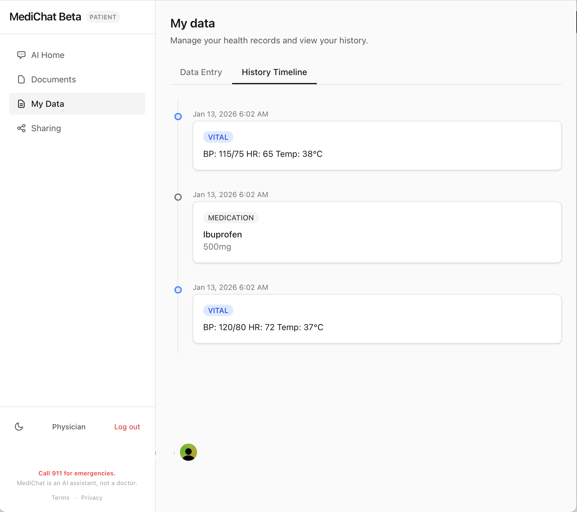 MediChat AI Health Assistant (Beta) - Screenshot 4 showing product features and functionality