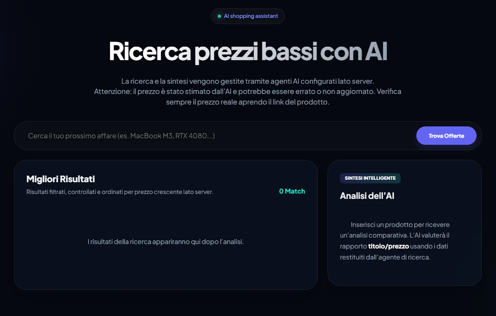 Ricerca prezzi bassi con AI screenshot 1