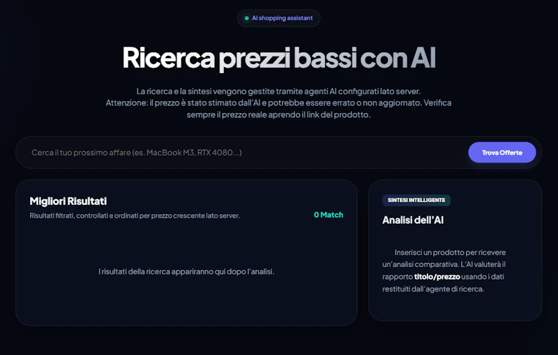 Ricerca prezzi bassi con AI screenshot 1