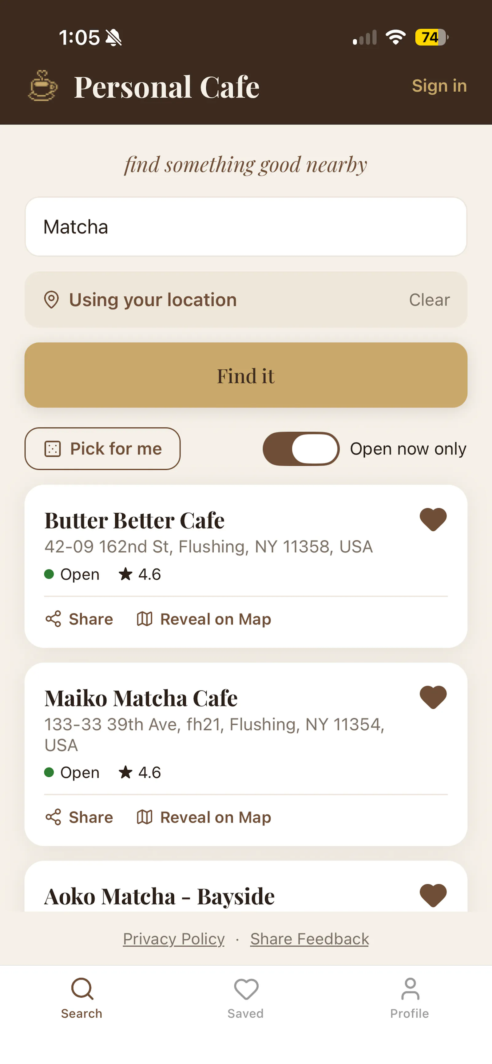 Personal Cafe - Mobile App screenshot 1
