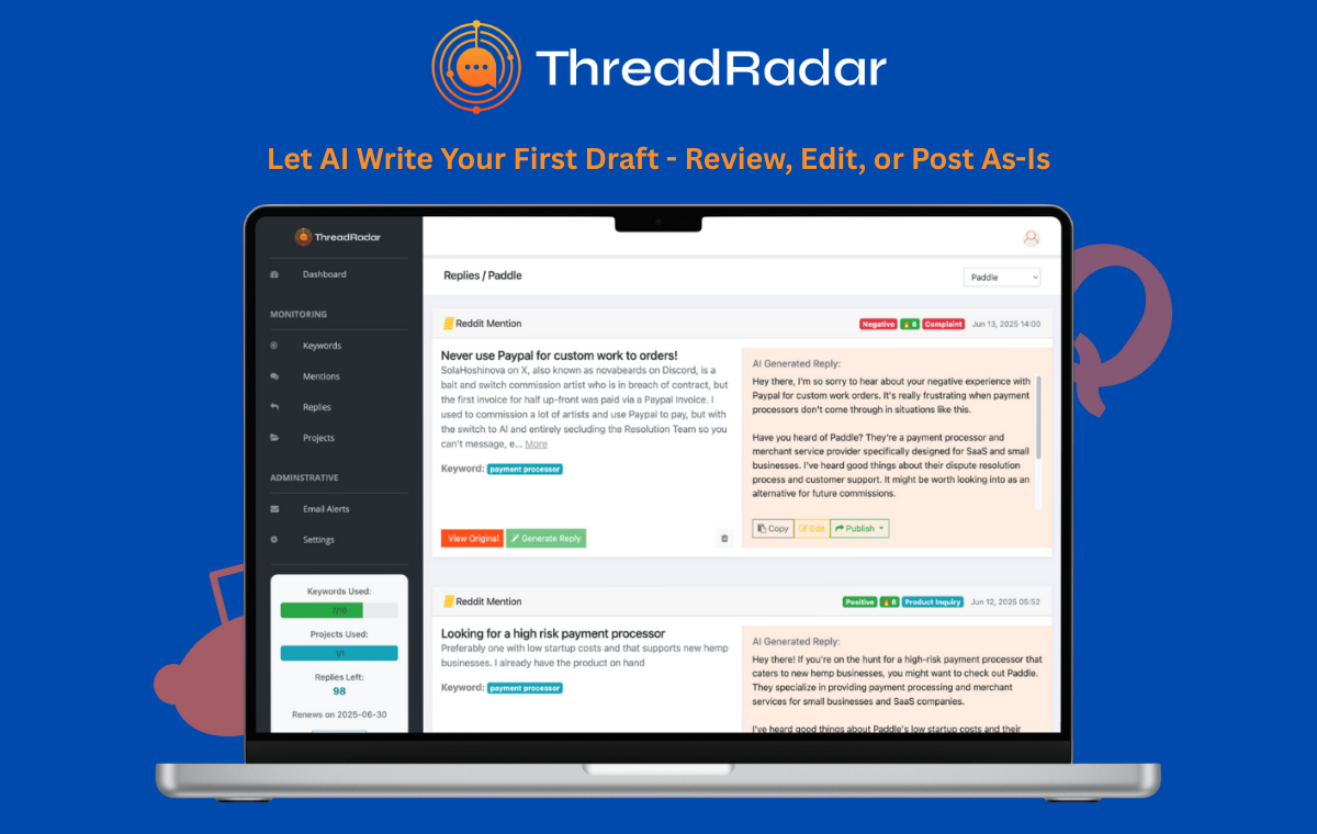 Threadradar - Reddit&Quoraスレッドをトラフィックとサインアップに変えますメディア5