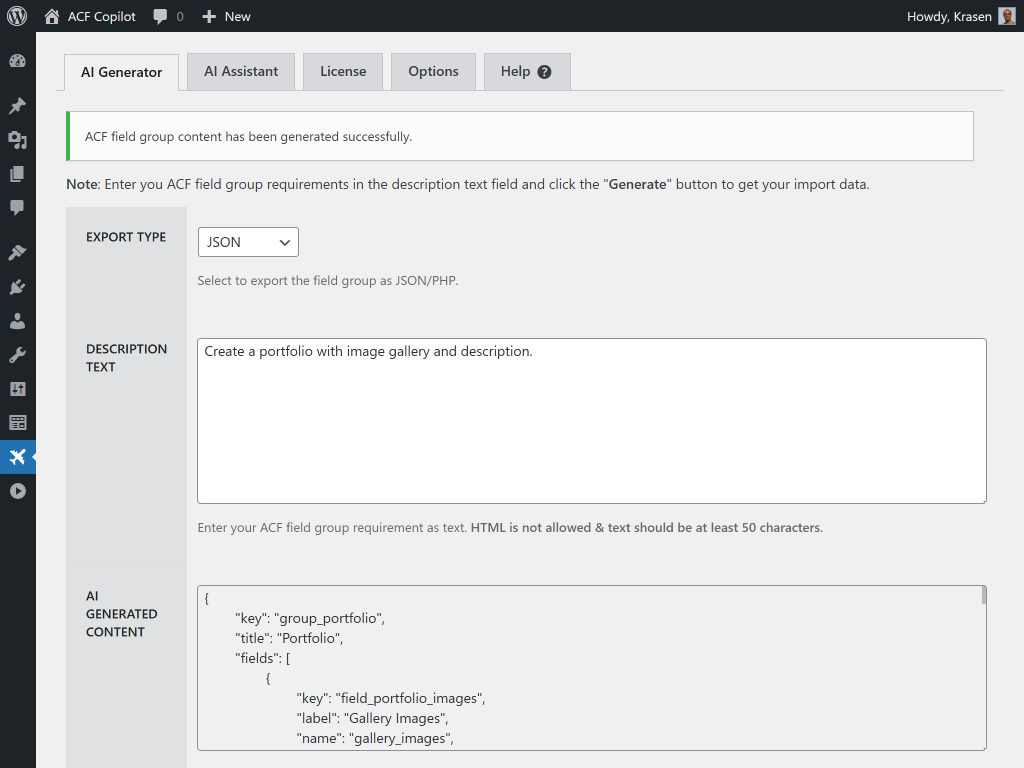Advanced Custom Fields Copilot - Improve your ACF workflow and development process media 2