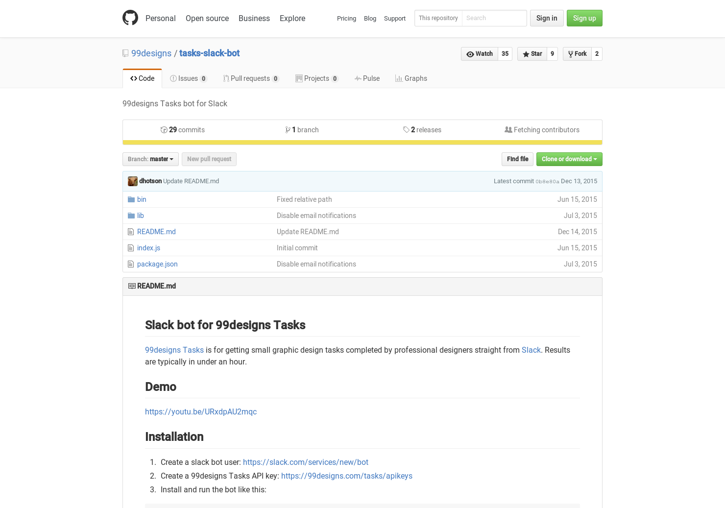 Slack bot for 99designs