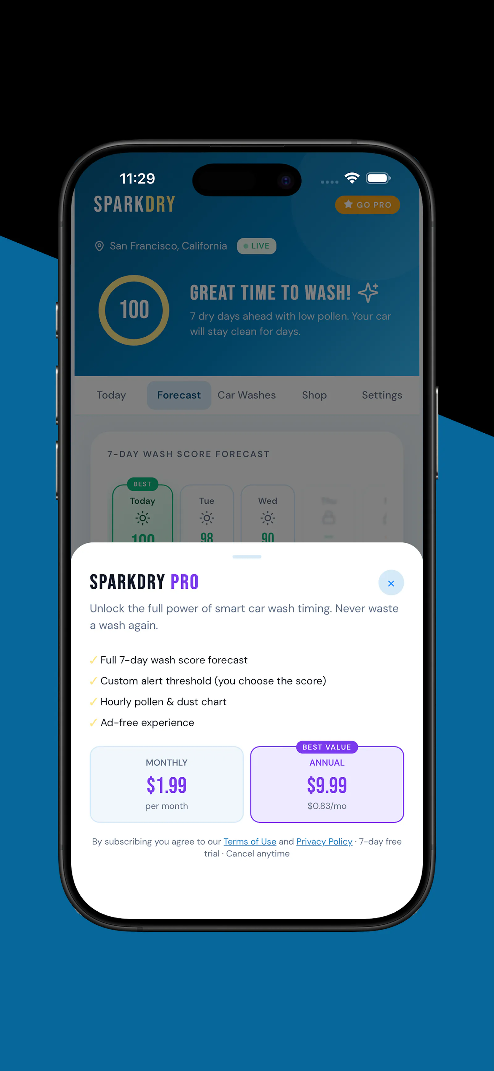 SparkDry: Car Wash Weather App screenshot 4