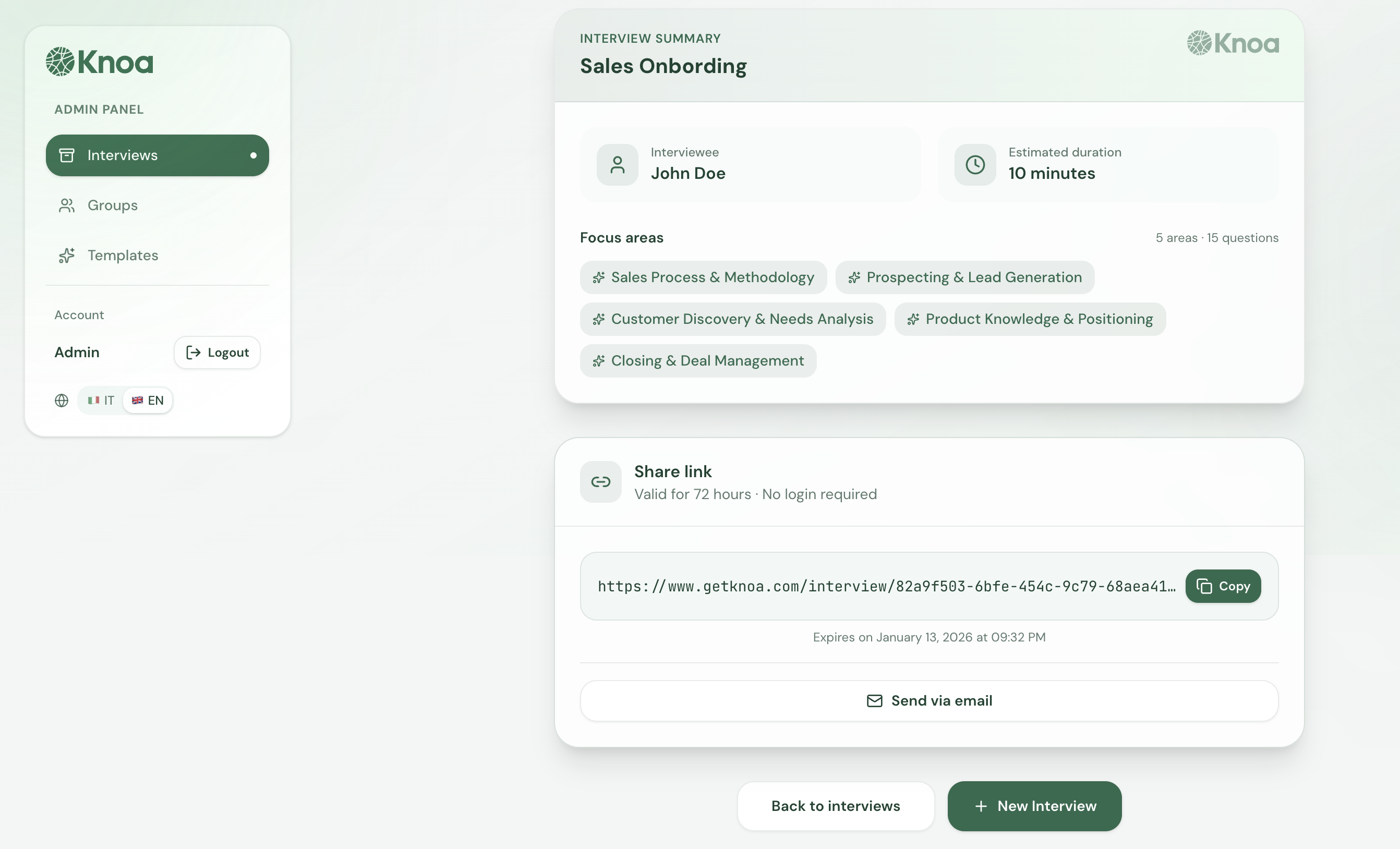 KNOA - Main product screenshot demonstrating key features and user interface
