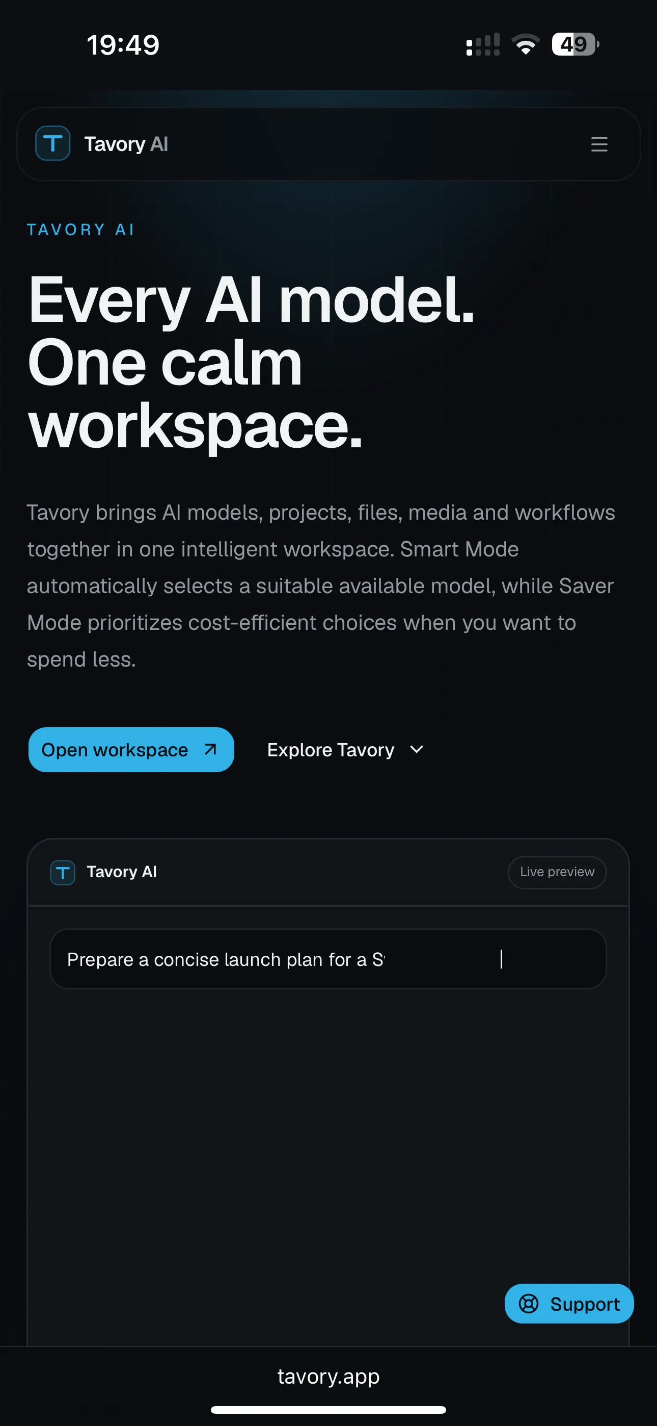 Tavory screenshot