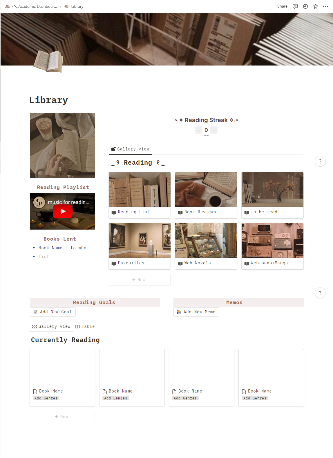 Notion Academic Dashboard gallery image