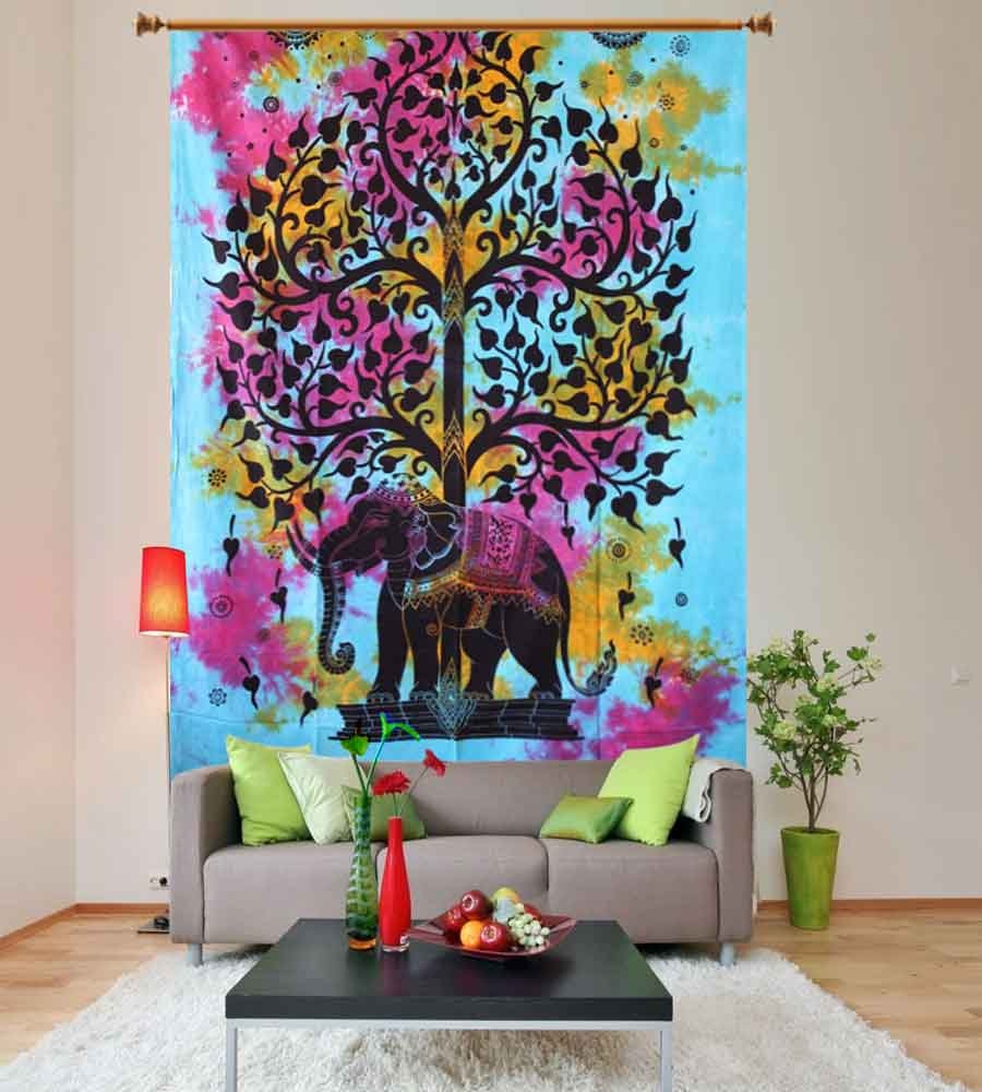 MultiColor Elephant Tree of Life Wall Hanging Tapestry