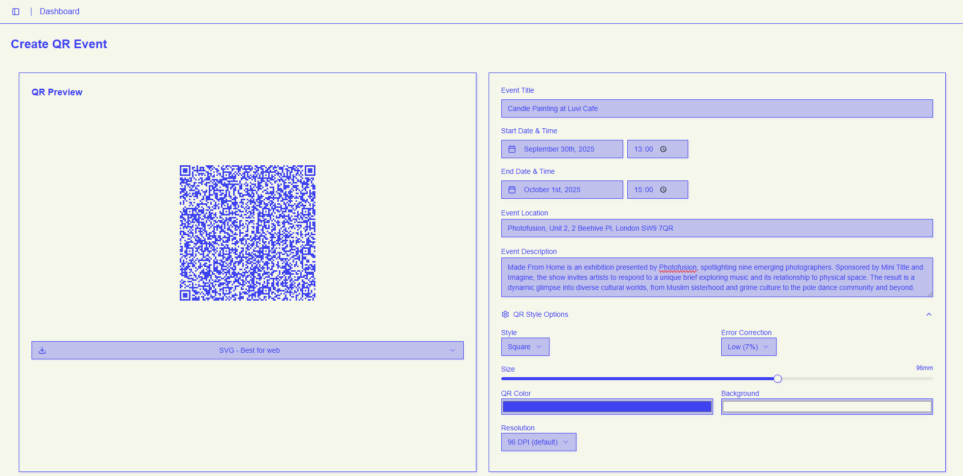 Média Fabricant d'événements QR - Créer des codes QR uniques pour planifier facilement les événements de calendrier 3