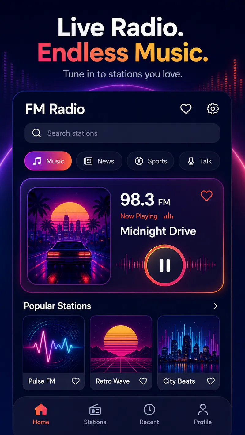 FM Radio Live Music Radio App screenshot 1