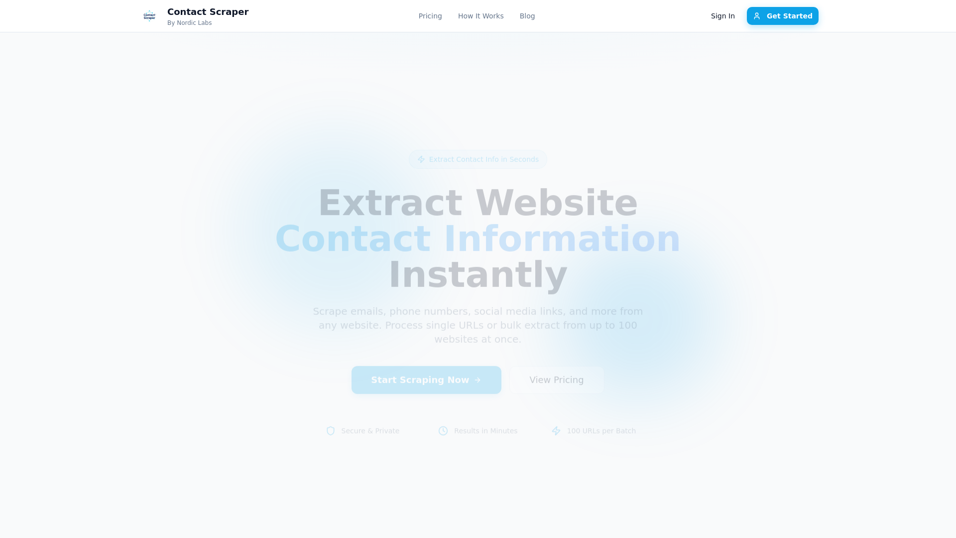 Contact Scraper by Nordic Labs - Main product screenshot demonstrating key features and user interface