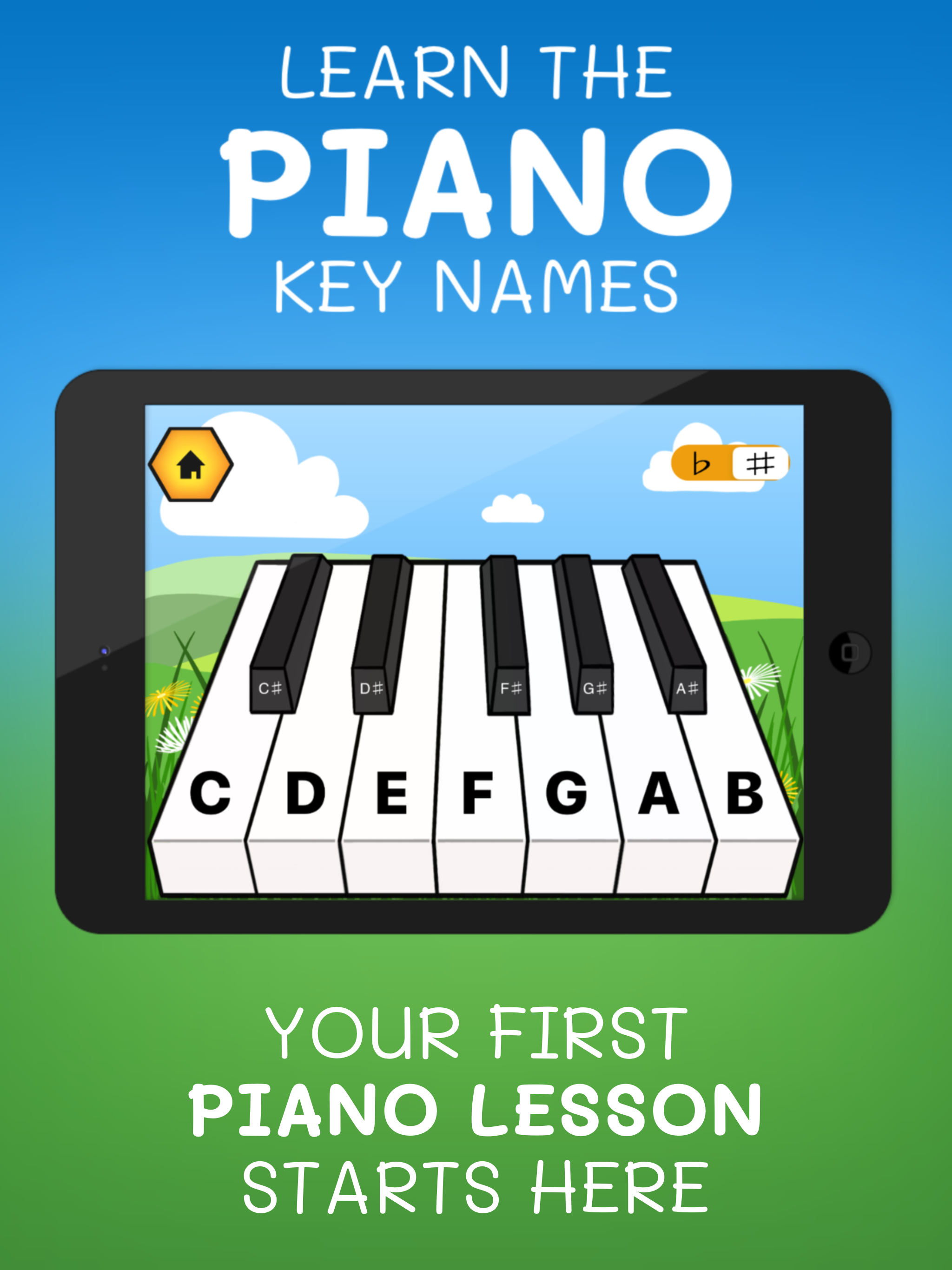 Media Kekunci lebah - Aplikasi iOS percuma untuk mengajar nama kunci piano 1