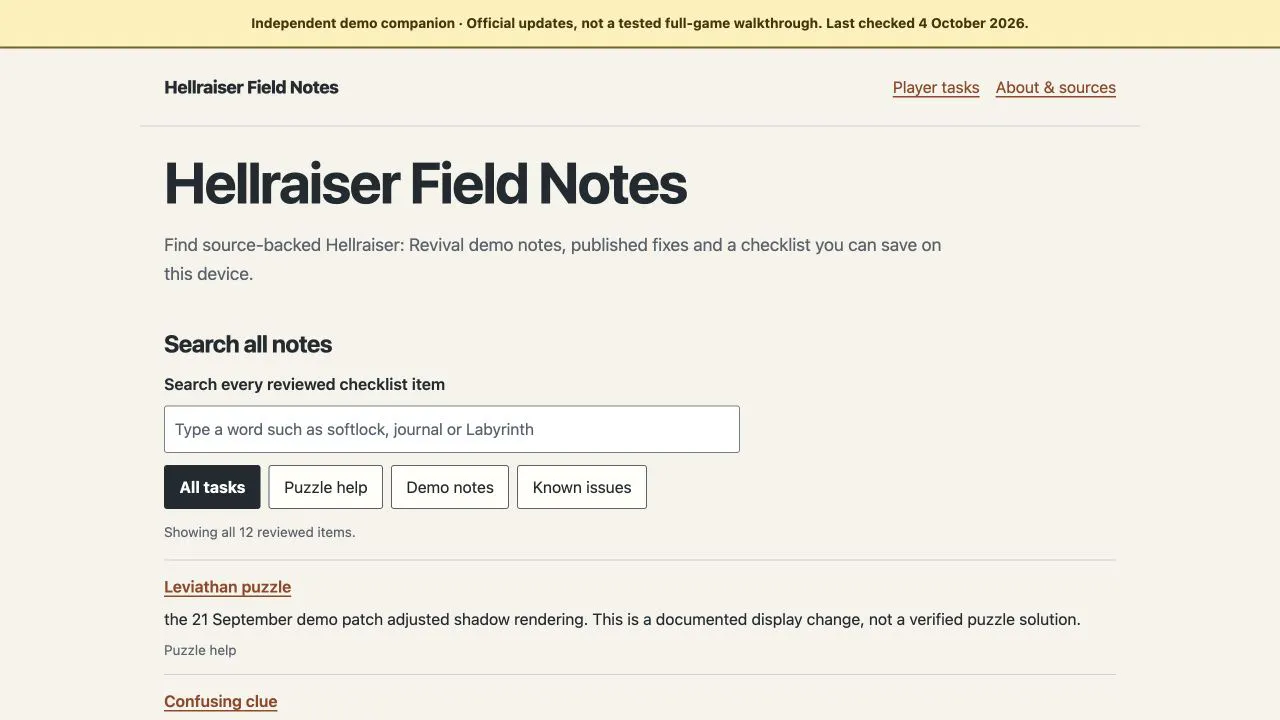 Hellraiser Field Notes
