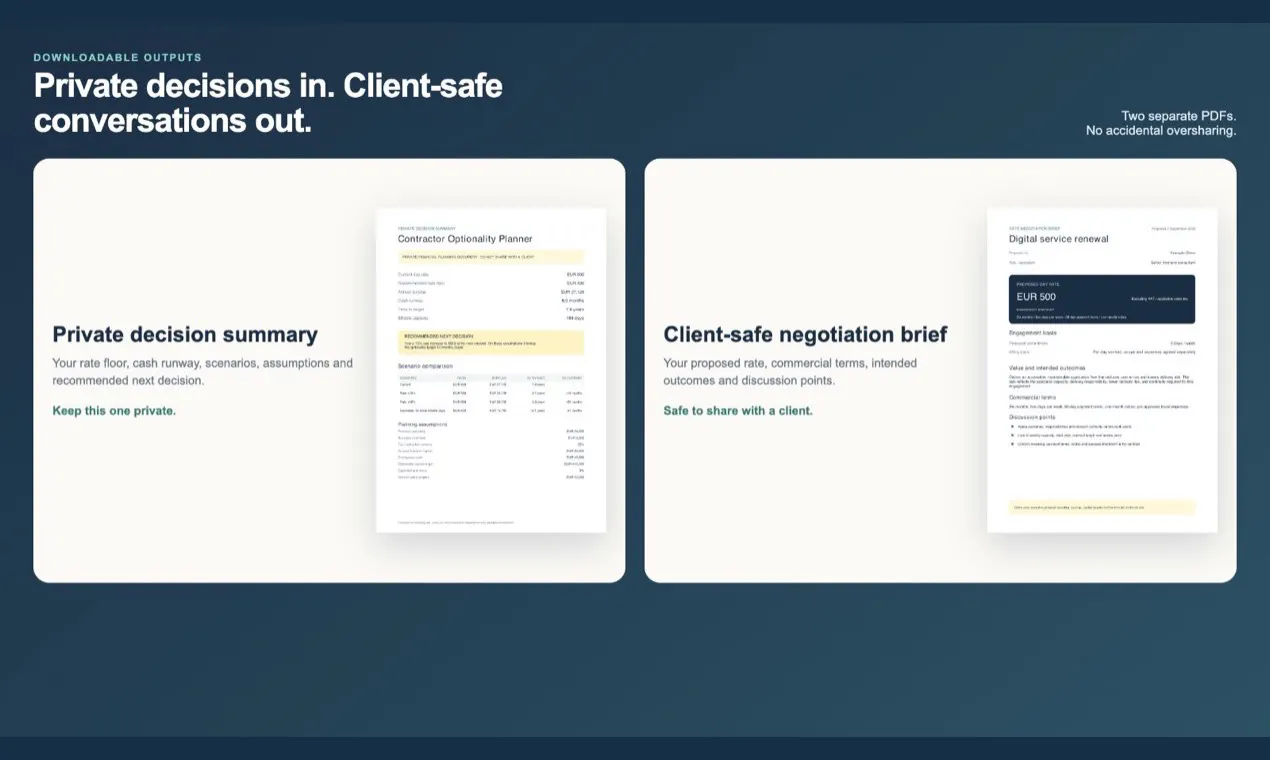 Contractor Optionality Planner screenshot