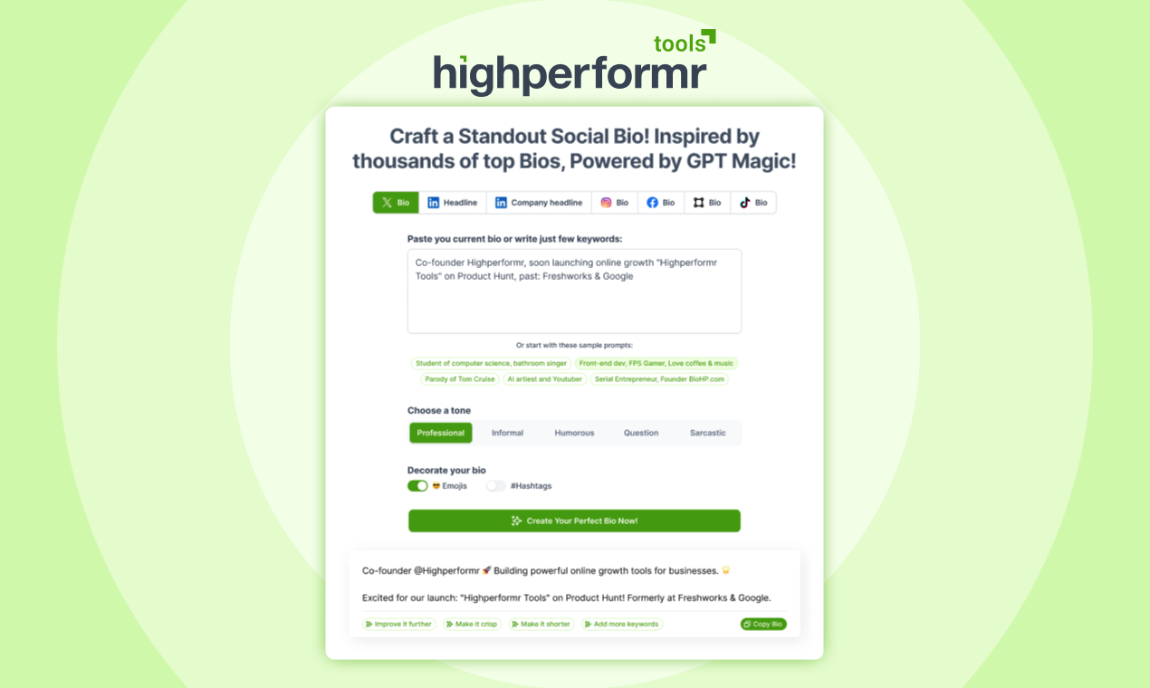 Highperformr ИИ инструменты - Инструменты с AI, которые повышают ваше социальное присутствие и задачи медиа 6